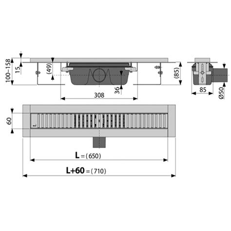 Водоотводящий желоб AlcaPlast APZ1SMART-LINE-650 (650 мм) купить ...