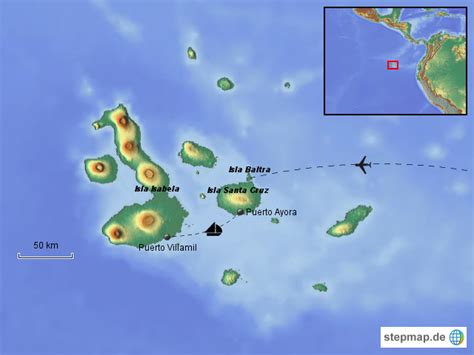 StepMap Galapagos Landkarte für Ecuador