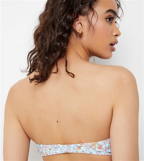 Buy Ardene Floral Smocked Bandeau Bikini Top In Blue 6thStreet Qatar