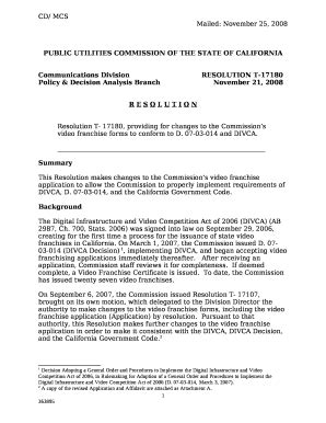 RESOLUTION T 17180 Docs Cpuc Ca Doc Template PdfFiller