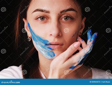 Bright Beautiful Girl With Art Colorful Make Up Stock Image Image Of