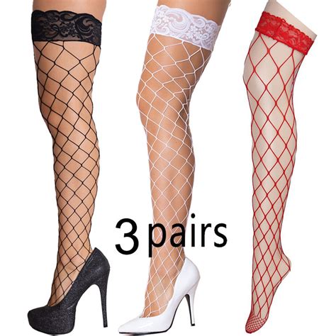 Lady S 3 Pairs Lace Fishnet Thigh High Stockings Hot Fashion Sexy Socks EBay