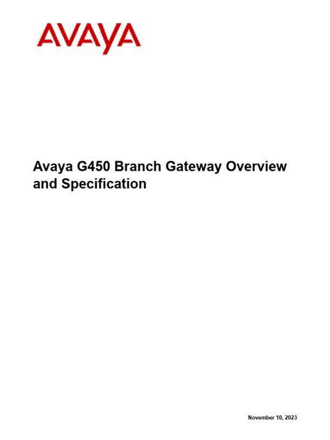 Avaya G450 Branch Gateway Overview And Specification 11 10 2023 Pdf