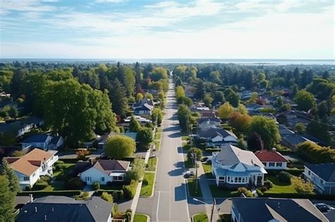 Premium Photo Aerial View Of American Suburb At Summertime