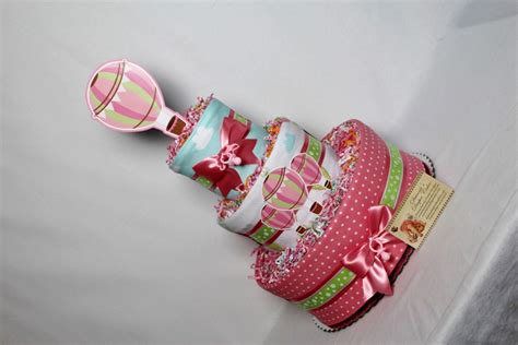 Hot Air Balloon Baby Diaper Cake Girls Pink Shower Gift Centerpiece