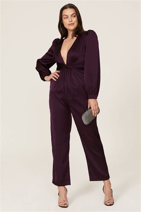 Plum V Neck Jumpsuit By Ieena For Mac Duggal Rent The Runway