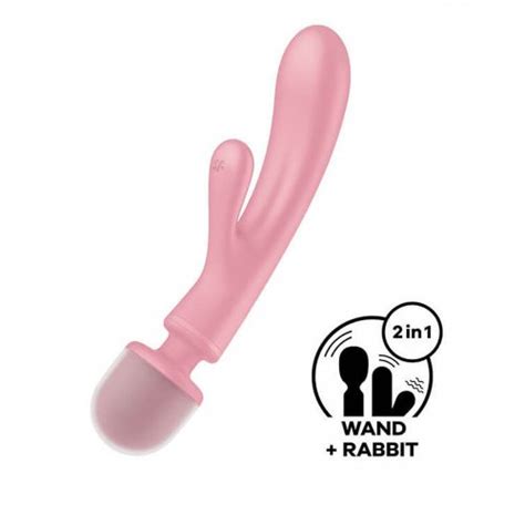 Satisfyer Triple Lover Double Ended Silicone Rabbit Vibrator Pink Sex Toys At Adult Empire