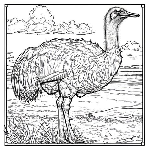 ostrich drawing coloring book page premium ai generated image
