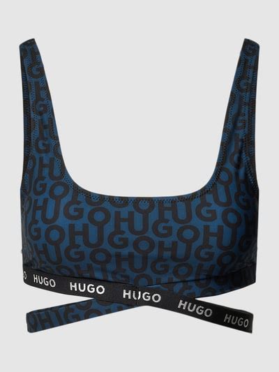 Hugo Bikini Oberteil Mit Allover Label Muster Modell Bralette Dunkelblau Online Kaufen