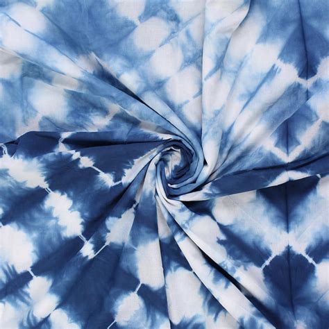 Buy Blue And White Cotton Shibori Tie Dye Fabric 14407