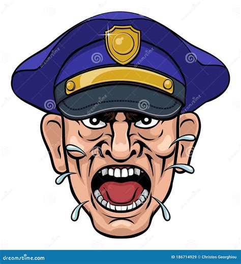 Angry Policeman Police Officer Cartoon 191186163