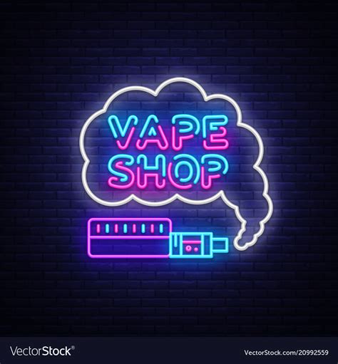 Vape Shop Logo Neon Neon Sign Design Royalty Free Vector