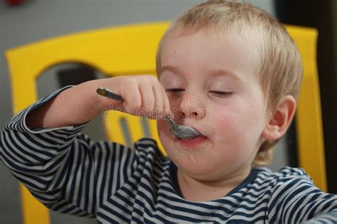 Funny Babe Blondes Licks Finger With Yogurt Stock Image Image Of Lick Funny 101650527