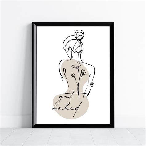Female Line Art Print Get Naked Wall Art For Bathroom Abstract Woman Art Boho Woman Art Print
