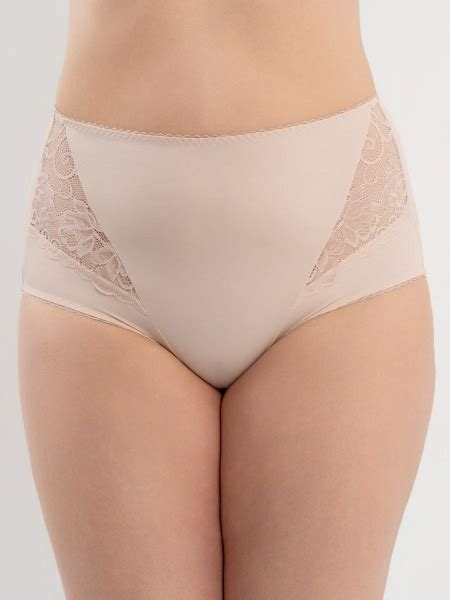 Трусы Женский I like lingerie макси Полиамид Эластан пудровый размер 50 Высокая Кружево Россия