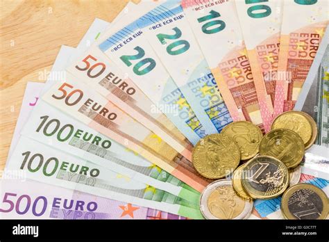 European Euro currency, coins and banknotes Stock Photo - Alamy