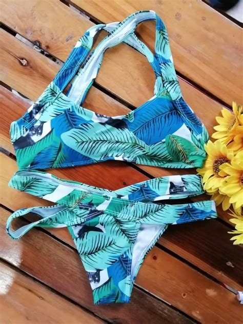 Halter Bikini Green Bondage Women S Fashion Swimwear Bikinis Swimsuits On Carousell
