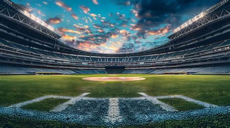 Baseball Field Inside The Stadium Premium Ai Generated Image