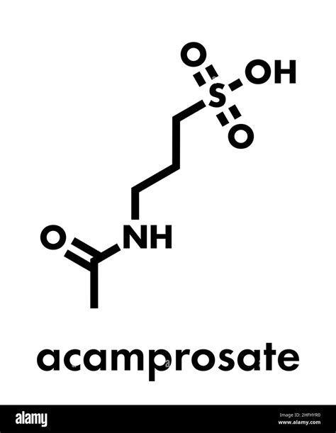 Acamprosate alcoholism treatment drug molecule. Skeletal formula Stock ...