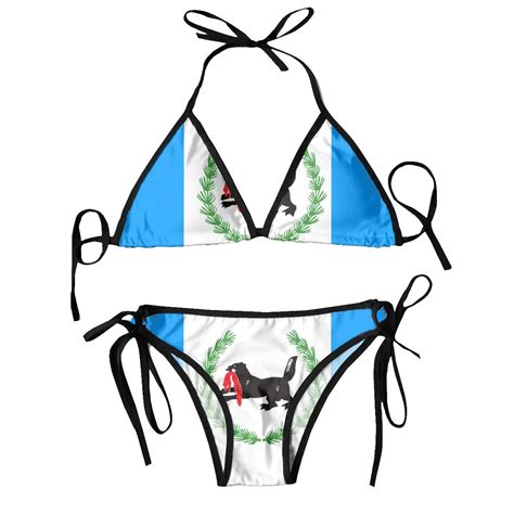 Women Triangle Swimsuit Lace Up Bikini Set Sexy Halter Swimwear Pushup Lrkutsk Oblast Flag