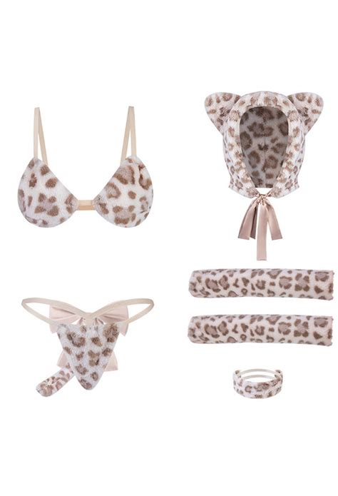 Two Piece Sexy Lingerie Set Kawaii Tiger Style Furry Three Point Lingerie Set Top Quality