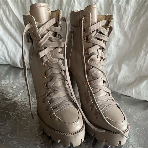 Ego Nude Platform Lace Up Boots Worn Once Size Uk Depop
