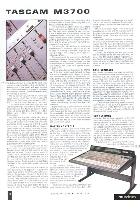 Tascam M3700 Sos Jan 92