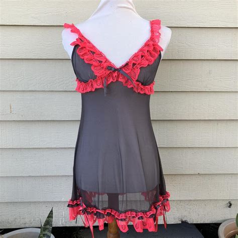 Lingerie Babydoll Dress Sexy Black And Hot Pink Depop