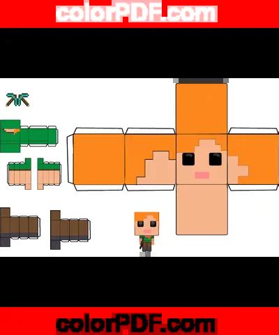 Papercraft Minecraft Alex Funko Pop Coloring Pages And Books In Pdf