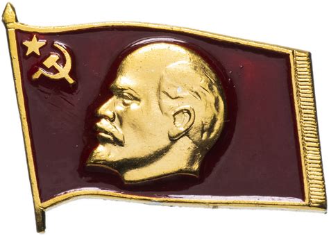 Значок СССР 1982г "Ленин", Профиль, Флаг, Булавка стоимостью 107 руб.