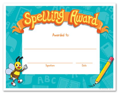 spelling bee award certificate template awards certificates template