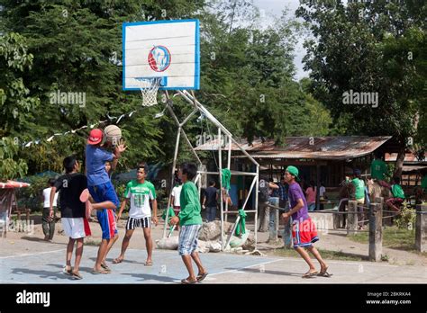 Philippines Luzon Island Manila Street Basketball Court Stock Photo
