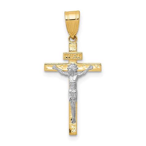 K Two Tone Inri Crucifix Pendant Walmart