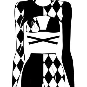 Black HARLEQUIN PRINT 3 PIECE Set Bikini Top Shorts Crop Top Festival Outfit Rave Outfit