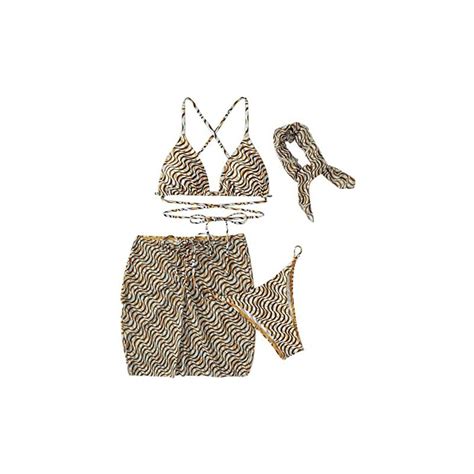 Mkiuhnj Lacci Con Coulisse Costume Da Bagno Sexy A Tre Pezzi Bikini Gonna Corta Una Variet