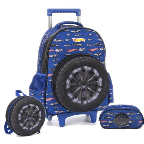 Mochila De Rodinha Hot Wheels Estojo E Lancheira Escolar Shopee Brasil