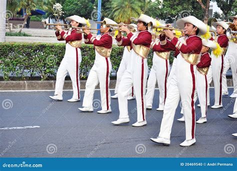 Boy Blowing Trumpet In Marching Band Festival Editorial Photo ...