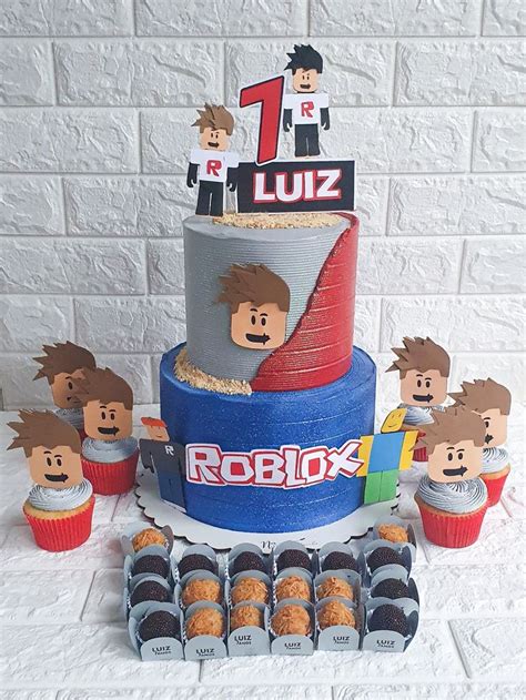 Bolo Roblox Masculino Simples - Kit festa roblox | Topper de bolo roblox para imprimir, Bolo masculino ...