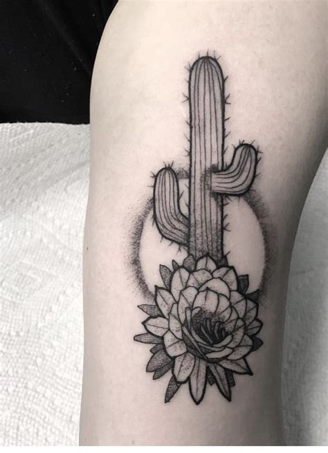 Cactus Flower Tattoo Black And White
