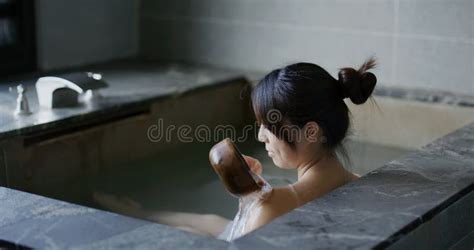 Woman Enjoy Her Hot Spring Stock Image Image Of Relax 254640205