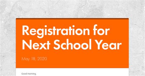 Registration For Next School Year