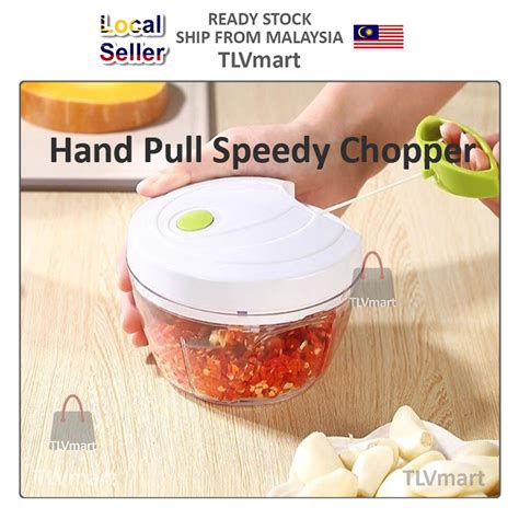 Manual Hand Pull Speedy Chopper Knife Food Process Vegetable Blender