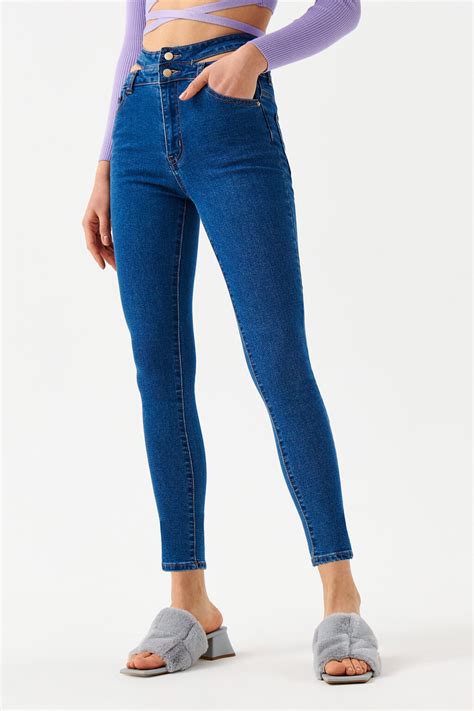 Джинсы skinny с разрезами на талии 2141289772, цвет: голубой (103) по ...