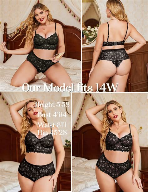 Avidlove Plus Size Lingerie Set For Women High Waist Lace Bra And Panty Set Strap Bralette