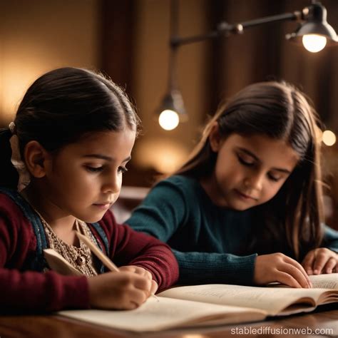 Children Studying Virtually Stable Diffusion Online