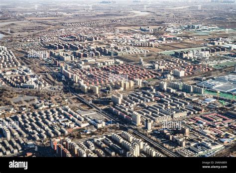 Beijing China Skyline As Seen From An Airplane Shooting Location