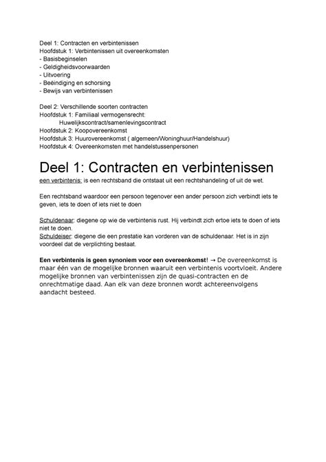 Inleiding Tot Het Recht Ondernemingsrecht Deel 2 Deel 1 Contracten