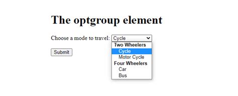 How To Specify A Label For An Optgroup Tag In Html Geeksforgeeks