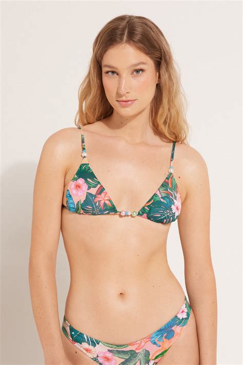 Sorbet Jungle Lightly Padded Triangle Bikini Top Tezenis