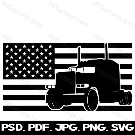 Semi Truck American Flag Svg Png  Pdf Psd File Types Clipart